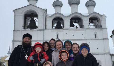 The Gleason family outside the Rostov Kremlin
